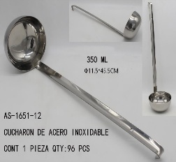Cucharón de Acero Inoxidable de 350 ml, 11.5x44.5 cm, Herramienta Duradera para Cocina, Restaurante, Camping y Servicio - Product Image 1