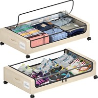 NFS Wholesale Factory Square Bed Bottom Storage Rack Under Bed Clothing Shoes Sheets Book Storage Box with Wheels Move the Cart