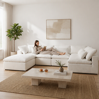 Ensemble de canapés modulaires élégants et modernes pour intérieur, style nuage, en mousse compressée de densité supérieure, amovible, pour appartement, vente en gros