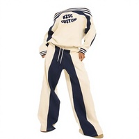 Ensemble décontracté 2 pièces pour femme : sweat-shirt oversize et pantalon large en tissu éponge respirant et écologique, avec blocs de couleur aux épaules, idéal pour l'automne