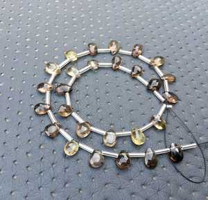 Gema de cuarzo ahumado biológico, 1 hebra, 22 piezas, cuentas facetadas en forma de pera para fabricación de joyas, fabricación de joyas - Product Image 3