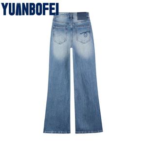 Calça <span class=keywords><strong>Jeans</strong></span> Feminina Yuanbofei Boot Cut com Micro Babados Personalizada de Cintura Alta e Modelagem Justa Casual com Bordado e Design Respirável - Product Image 3