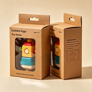 Boîte en carton kraft biodégradable écologique personnalisée avec impression de marque, design pliable pour l'emballage de jouets pour enfants, quatre couleurs - Product Image 1