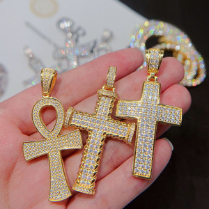 Liontin Salib Moissanite Super Murah Siap Kirim, Liontin Bertabur Batu Moissanite VVS Perak Sterling 925 - Product Image 3