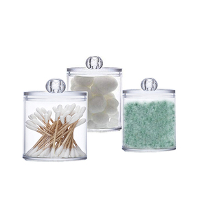 Clear Plastic Makeup Organizer Apothecary Jar Set for Bathroom Canister Storage Organization