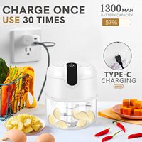 Hachoir à ail électrique rechargeable par USB, bol en verre, mini robot culinaire pour la nourriture pour bébé, oignon, gingembre, sauce chili