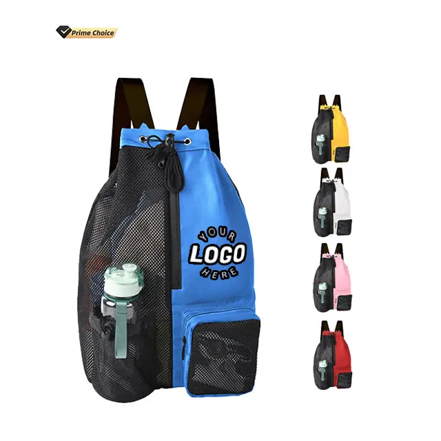 Özel naylon katlanabilir örgü polyester spor İpli sırt çantası islak çanta cep net logo ile file plaj çantası arena yüzme örgü çanta