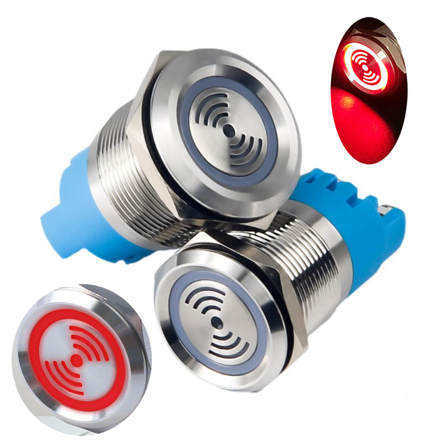 19mm 22mm Panel Mount Mini Electric Stainless Steel Metal Waterproof LED Buzzer Alarm Warn Flashing Indicator Light 12V 24V 220V