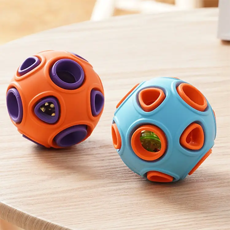 Bola anjing bercahaya dua lapis populer bel melengking karet bola anjing bocor menarik hewan peliharaan menyenangkan mainan interaktif