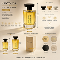Flacon de parfum hexagonal en verre transparent 50ml 100ml avec couvercle hexagonal noir/doré/marbré et pulvérisateur à pompe, conteneur vide personnalisable avec logo de marque