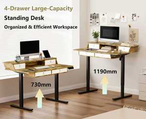 <span class=keywords><strong>Bureau</strong></span> debout électrique avec 4 tiroirs, plateau en métal et bois, ergonomique, durable, 120x69cm, hauteur réglable de 73-118cm, design moderne pour le <span class=keywords><strong>bureau</strong></span> - Product Image 2
