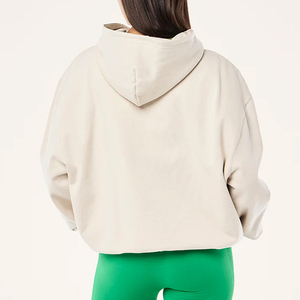 <span class=keywords><strong>Felpa</strong></span> con Cappuccio <span class=keywords><strong>Oversize</strong></span> da Donna <span class=keywords><strong>Beige</strong></span>, Pullover Personalizzato con Ricamo, Abbigliamento Casual Streetwear in Pile Pesante - Product Image 2