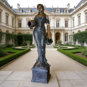 Vase en bronze pour femme sur piédestal, finition patinée, style traditionnel, moderne, antique, couleur personnalisée, taille sur mesure, matériau métal bronze - Product Image 3