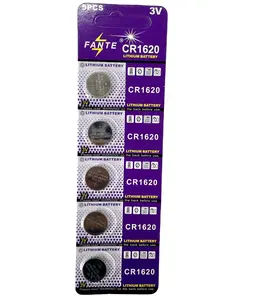 بطاريات زر خلية CR1620 بقدرة 3 فولت بطاريات ليثيوم فاخرة للساعات والالكترونيات وأجهزة المفاتيح CR1620