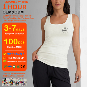 ผู้ผลิตเสื้อกล้ามออกกำลังกายผู้หญิงคุณภาพสูงแบบขายส่ง OEM เนื้อผ้าฝ้ายใส่สบาย ปักโลโก้ตามสั่ง แบบมีริบบิ้น - Product Image 1