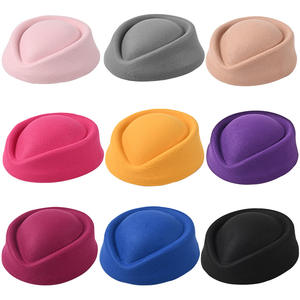 Boina de fieltro de lana, gorra de <span class=keywords><strong>azafata</strong></span>, sombrero de asistente de vuelo, elegante sombrero tipo pillbox para eventos de hotel, espectáculos escénicos, personalizable - Product Image 1