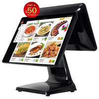 Máquina de facturación Pos de pantalla táctil I-ntel de doble pantalla de 15 pulgadas todo en uno J1900 J1800 Pos Machine Win-dow
