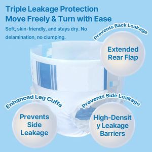 Couche pour adulte jetable Kaida, taille grande, extra absorbante, protection contre les fuites, respirante, pour les soins des personnes âgées - Product Image 3