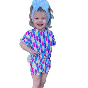 Conjunto de ropa con cola de conejo de Color Pascuas para niños, camiseta bonita, traje de dos piezas con cola de conejo