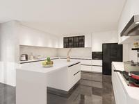 Meubles de cuisine de luxe en MDF blanc laqué, options de surfaces en marbre, design modulaire moderne à panneaux plats pour appartement