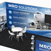 Stand d'exposition modulaire 10x20 pieds avec caisson lumineux et toile de fond pour salon professionnel, conception de stand d'exposition pour MRO Amérique