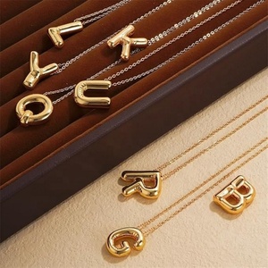 Collar con Colgante de Letra Inicial del Alfabeto, Diseño de Globo Inflado, Chapado en Oro de 14K, Personalizado con Nombre, para Mujer - Product Image 5