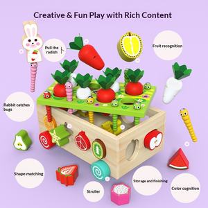 Jouets éducatifs en bois pour <span class=keywords><strong>enfants</strong></span> CPC, puzzle de forme de radis, intelligence, voiture pour bébés de 1 à 3 ans, boîte de couleur - Product Image 1