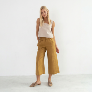 Chemisier pour femme 100% Coton à col mandarin et bretelles spaghetti, coupe droite, décontracté, été, couleur unie, respirant, tissé, simple - Product Image 1