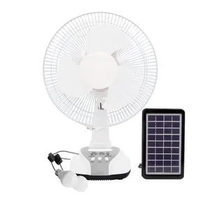 12 Inch Desktop 3 Baldes Fan Solar Panel Battery Rechargeable Oscillating Mobile Phone Charger China Factory Wholesale Price