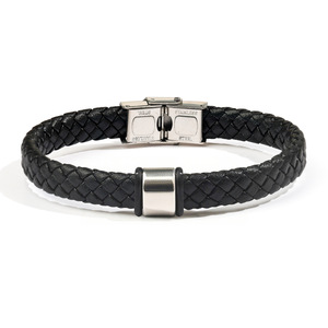 Brazalete <span class=keywords><strong>de</strong></span> Cuero con Piedra Natural para <span class=keywords><strong>Hombre</strong></span>, Letras Inglesas Grabadas, Regalo para el Día del Padre, Cierre <span class=keywords><strong>de</strong></span> Acero Inoxidable Color Acero - Product Image 6