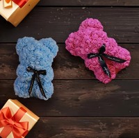 Vente en gros de 10 pouces en peluche mousse éternelle fleur artificielle ours en peluche rose jouet cadeau pour la Saint-Valentin petite amie fille et maman