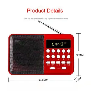Radio portátil pequeña al por mayor, tarjeta enchufable de gran volumen, máquina de escucha de libros semiconductores, linterna multifunción de plástico - Product Image 3