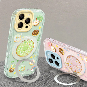 Coque de téléphone portable en TPU avec support invisible en forme de donut mignon et crème fouettée pour <span class=keywords><strong>iPhone</strong></span> <span class=keywords><strong>12</strong></span> 13 14 15 16 17 Pro Max - Product Image 1