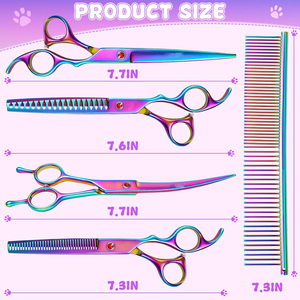 Dog Grooming <b>Scissors</b> Set 6.5" 7" Japan Steel Pet Chunker <b>Scissors</b> Thinning Shears Animal <b>Curved</b> <b>Scissors</b> Z3012 - Product Image 4