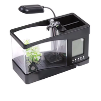 Aquarium de bureau USB multifonction JSD en gros, mini-aquarium en vrac avec lumière LED, horloge et boîte de rangement pour la revente