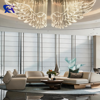 Lustre LED en fibre optique PMMA personnalisé en forme d'aile créative avec télécommande pour hôtel, salle de banquet, luminaire suspendu au plafond