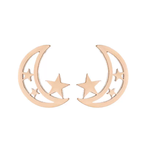 1 Pair of Stainless Steel Pentagram Hollow <strong>Moon</strong> <strong>Earrings</strong> for Men, Fashionable <strong>Star</strong> <strong>and</strong> <strong>Moon</strong> Shaped <strong>Earrings</strong> for Women N98168 - Product Image 2
