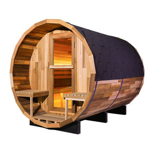 Sauna de Vapor Eléctrica Moderna para Exteriores, de Madera Maciza, Personalizable, para 4-6 Personas, 6KW, con Ventanas Panorámicas y Acrílico Marrón - Product Image 2
