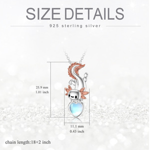 Collar con colgante de corazón y piedra lunar de plata esterlina S925 para mujer - Product Image 2