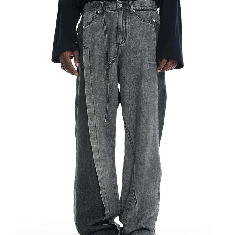 Jeans pour hommes avec logo personnalisé de haute qualité Jeans à bords délavés pour hommes Pantalons en denim Hip Hop