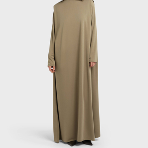 Falciatura Premium Jersey plissettato Abaya alta qualità drappeggiato spalla lunga <span class=keywords><strong>abito</strong></span> per donne musulmane - Product Image 6