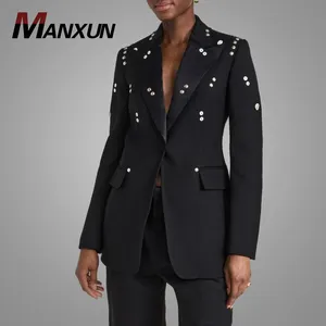 Jaket wanita desain cangkang sederhana mantel Blazer hitam penjualan laris jaket kantor lengan panjang pakaian wanita Online