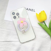 Dragonne magnétique pour téléphone avec perles florales pour iPhone, accessoire universel réglable, support de maintien à motif de dessin animé