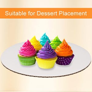 Plateau à gâteau rond blanc de 12 pouces - Base circulaire en <span class=keywords><strong>carton</strong></span> ondulé robuste pour gâteaux - Assiettes jetables, lot de 12 - Product Image 5