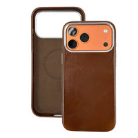 Étui de téléphone en similicuir grainé de qualité supérieure pour iPhone 18 17 16 Pro Max, design professionnel élégant, panneau de caméra couleur contrastée