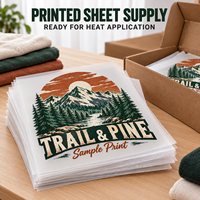 Transfert thermique DTF personnalisé pour vêtements avec des motifs de logo prêts à être pressés pour le branding des t-shirts et la décoration des tissus