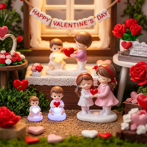 Kleine Harz statuen Leuchtende 3D-Puppenhaus Miniatur-Figuren Kleine Menschen Spielzeug Wachsende Figuren für Valentinstag Baby - Product Image 4
