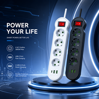 Multiprise portable 4 prises EU et 2 USB-A et Type C en ABS avec interrupteur pour la maison et le bureau