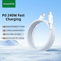 Câble de données en nylon double tête Type-C PD240W avec charge rapide 6A pour iPhone 17/16/iPad/tablettes/Mac/ordinateurs portables