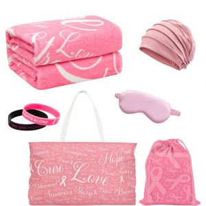 Coffrets cadeaux pour femmes atteintes de cancer avec couverture de compassion et bonnet, cadeaux personnalisés de rétablissement rapide pour femmes, amies malades, collègues - Product Image 1